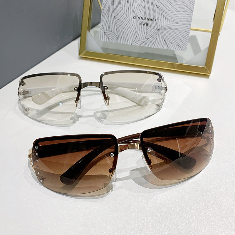 Wholesale Fashion Half-frame Driving Travel Slim Sunglasses